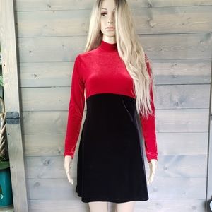 Velvet black and red dress